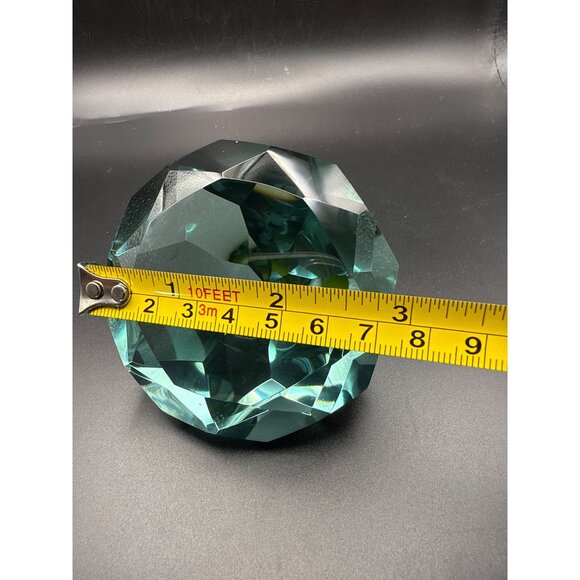 Faceted Green Crystal Prism Paperweight 3 inch  x 2.5 inch - Picture 5 of 6